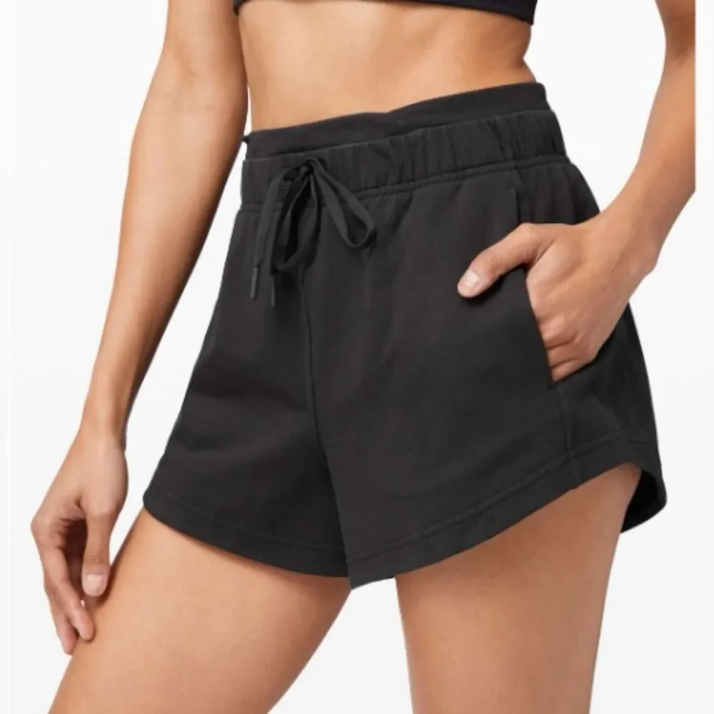 Lululemon Inner Glow Short 3" Terry Black Size 14 Womens Plus Pockets - Picture 5 of 16